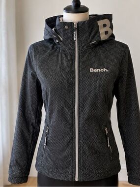 Bench Black Hooded Jacket with White Accents